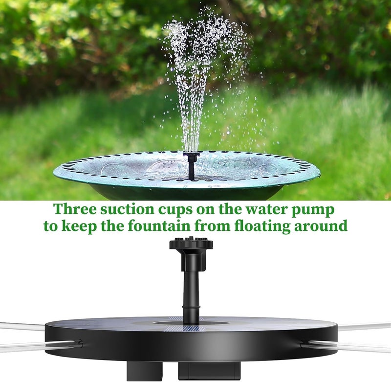 AISITIN Solar Fountain Pump 2.5W Bird Bath Fountain Solar Powered Water Fountain with 8 Nozzle & 4 Fixer, Solar Fountain Pump for Bird Bath, Garden, Pond, Pool - Image 2